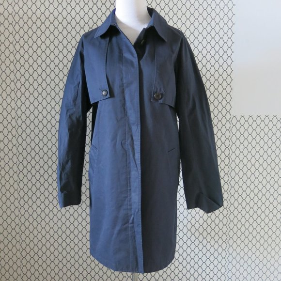 TSE Navy Blue Balmacaan Coat - Size 8 - Picture 1 of 6